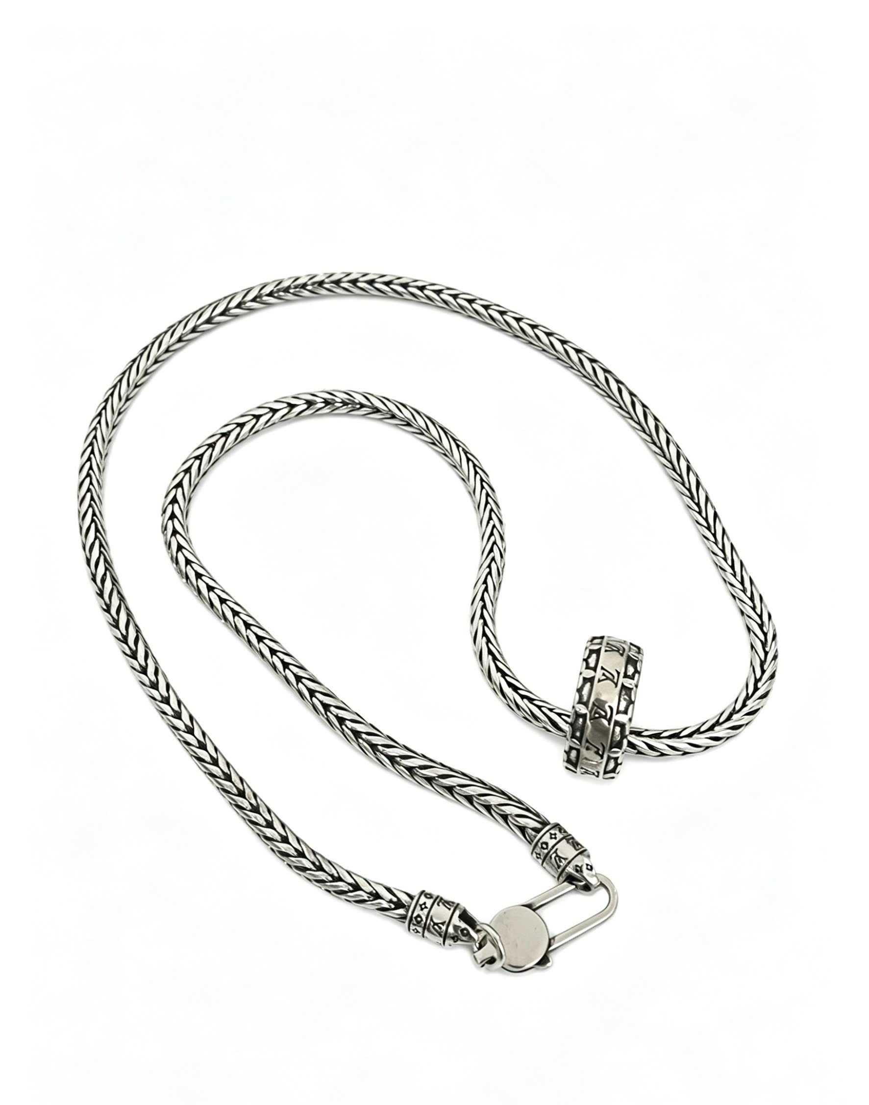 Louis Vuitton Silver Chain Necklace with Beaded Clasp